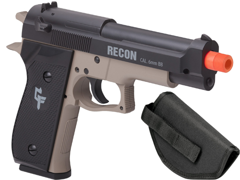 Game Face Recon Kit Spring Powered Combat Pistol W/ Holster (Type: Black Slide / Dark Earth Frame)