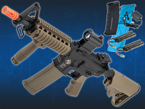 Specna Arms CORE Series M4 AEG (Model: M4 RIS SBR / 2-Tone Black & Tan / Go Airsoft Package)