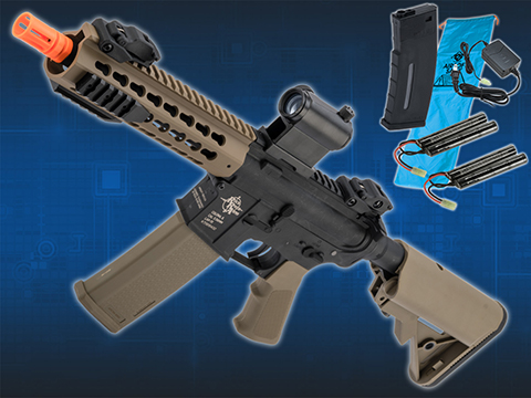 Specna Arms / Rock River Arms Licensed CORE Series M4 AEG (Model: M4 CQB Keymod / 2-Tone Black & Tan / Go Airsoft Package)