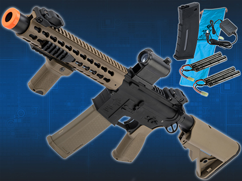 Specna Arms / Rock River Arms Licensed EDGE Series M4 AEG (Model: M4 SBR Keymod / 2-Tone Black & Tan / Go Airsoft Package)