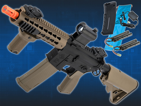 Specna Arms / Rock River Arms Licensed EDGE Series M4 AEG (Model: M4 CQB Keymod / 2-Tone Black & Tan / Go Airsoft Package)