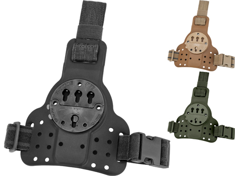 G-Code DLS Tactical Kydex Drop Leg Holster Panel w/ Single Leg Strap (Color: Coyote Brown / RTI Wheel / Standard Strap / Nylon Belt Loop)