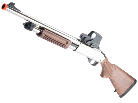 Matrix 3/6 Burst Firing Multi-Shot Gas Powered Airsoft Shotgun (Model: HD / Silver / Wood)