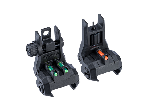 G&G Dual-Profile Fiber Optic Flip-Up Iron Sights (Color: Black)