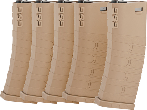 G&G Polymer 120rd Mid-Cap Magazine for M4 / M16 Series Airsoft AEG Rifles (Color: Desert / Set of 5)