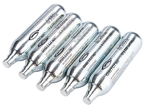 Gletcher Silicone 12 Gram CO2 Cartridge 5 Pack for Airsoft and Air Gun