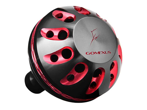 Gomexus Round Power Knob for Spinning Reel (Color: Black-Red / 38mm)