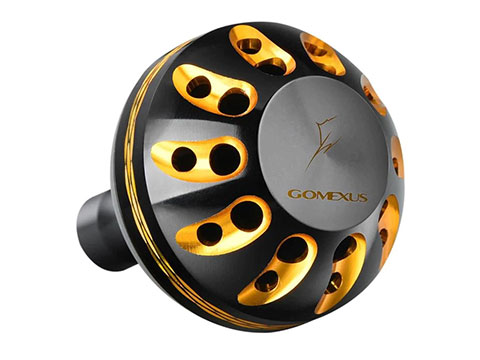 Gomexus Round Power Knob for Spinning Reel (Color: Black-Gold / 38mm)
