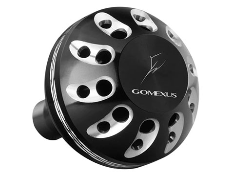 Gomexus Round Power Knob for Spinning Reel (Color: Black-Silver / 38mm)