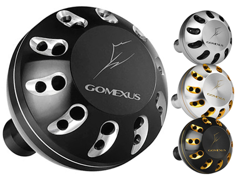 Gomexus Round Big Power Knob for Spinning Reel (Color: Black-Silver / 47mm)