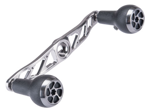 Gomexus Reel Handle w/ TPE Knobs for Baitcasting Reel (Model: Titanium Black Silver Handle / 120mm / 8x5mm)