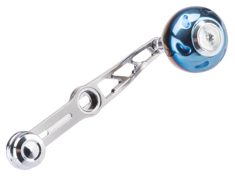 Gomexus Reel Handle w/ Titanium Round Power Knob for Daiwa 8x5mm Baitcasting Reel (Color: Alu Silver / 65mm)
