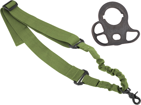 Matrix Tactical One-Point Bungee Sling w/ CQB-R Sling Adapter (Color: OD Green)