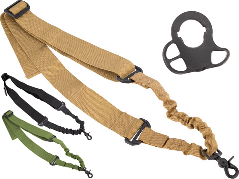 Matrix Tactical One-Point Bungee Sling w/ CQB-R Sling Adapter (Color: Tan)