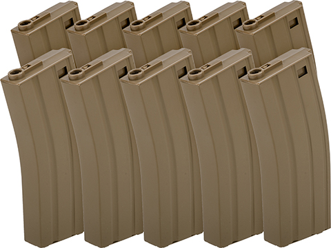 G&P Metal 130rd Mid-Cap Magazine for M4 / M16 Series Airsoft AEG Rifles (Color: Sand / Set of 10)