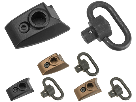 G&P CNC Aluminum Keymod Thumb Stop w/ QD Sling Swivel (Color: Sand / Right Hand)