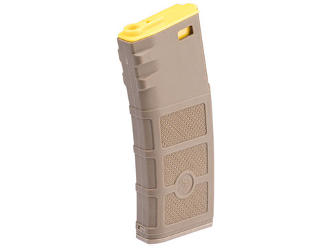 Evike High RPS Polymer Training Magazine w/ EV Texturing for M4 Airsoft AEG Rifles (Type: 130rd Mid-Cap / Dark Earth w/ Yellow Lip)