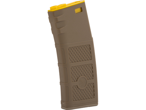 Evike High RPS Polymer Training Magazine w/ EV Texturing for M4 Airsoft AEG Rifles (Type: 360rd Hi-Cap / Dark Earth w/ Yellow Lip)