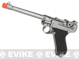 WE WWII Full Size / Metal Luger Airsoft Gas Blowback  (Color: Silver / 6 Inch)