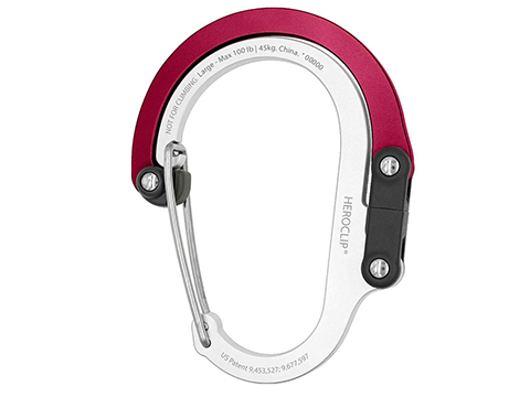 Heroclip Adjustable Swivel Carabiner Clip + Hanger (Size: Large / Hot Rod Red)