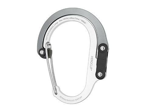 Heroclip Adjustable Swivel Carabiner Clip + Hanger (Size: Large / Shade of Grey)