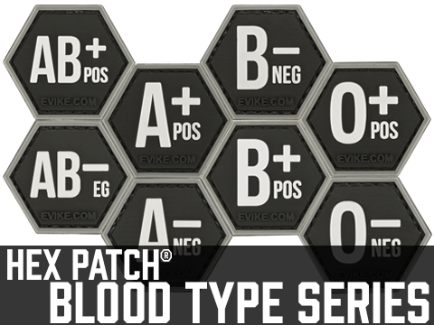 Operator Profile PVC Hex Patch  Blood Type Series (Color: Black / O Positive)