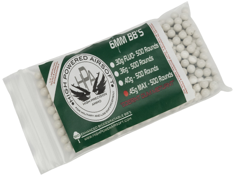 High Power Airsoft (HPA) US Lab Tested Precision Biodegradable 6mm Airsoft BBs (Model: .45g / 500rds)