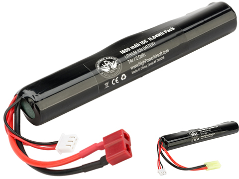 High Powered Airsoft 7.4v 1600mAh 15C Stick Type Li-Ion Battery (Connector: Small Tamiya)