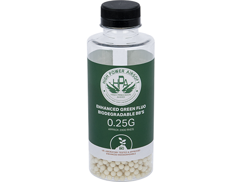 High Power Airsoft (HPA) US Lab Tested Precision Plant-Based 6mm Airsoft Tracer BBs (Color: Green / .25g / 2000rds)