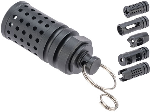 Matrix 14mm Negative Rifle Flash Hider + Keychain Dangler Set (Type: Hive / Black / 14mm Negative)