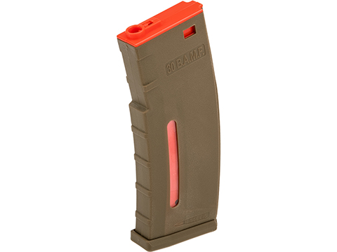 Evike.com BAMF 190rd Polymer Mid-Cap Magazine for M4 / M16 Series Airsoft AEG Rifles (Color: Tan w/ Red / Single Magazine)