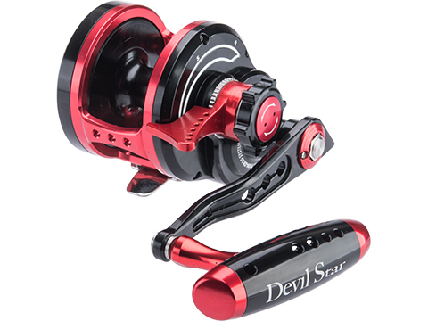 Jigging Master Wiki Devil Star Twin-Drag Fishing Reel (Model: 4000H / Black-Red / Right Hand)