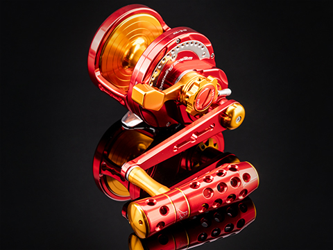 Jigging Master Monster Game High Speed Fishing Reel w/ Turbo Knob (Color: Red-Gold / PE8 / Right Hand)