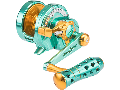 Jigging Master Monster Game High Speed Fishing Reel w/ Turbo Knob (Color: Green-Gold / PE5 Narrow / Right Hand)