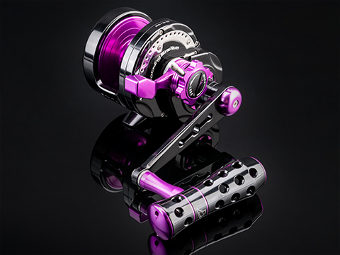 Jigging Master Monster Game High Speed Fishing Reel w/ Turbo Knob (Color: Black-Purple / PE5 Narrow / Right Hand)