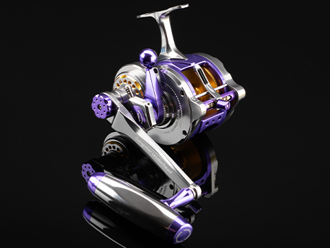 Jigging Master Gangster Deep Sea Underhead Fishing Reel w/ Turbo Knob (Model: RE5 / Titanium Purple Gold / Right Hand)