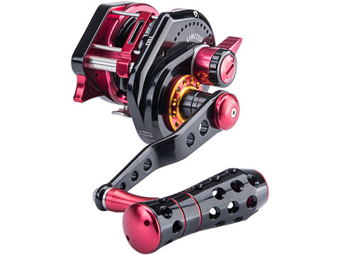 Jigging Master VIP Limited Edition Wiki Violent Slow Lever Wind Fishing Reel w/ Automatic Line Guide (Model: 2000 / Left Hand / Black / Red)