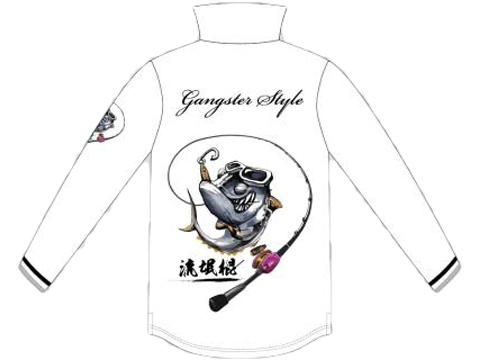 Jigging Master Gangster Style Long Sleeve Athletic Mesh Knit Polo Shirt (Color: White / 2X-Large)