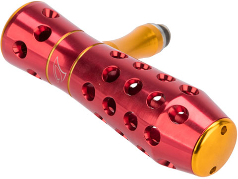 Jigging Master CNC Aluminum JM Ergonomic Two Bearing T-Bar Handle (Model: Large / Red & Gold)