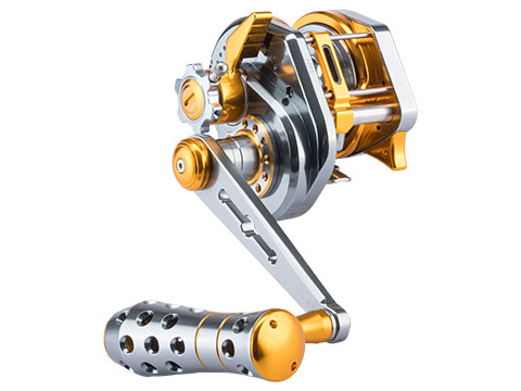 Jigging Master VIP Limited Edition Wiki Violent Slow Lever Wind Fishing Reel w/ Automatic Line Guide (Model: 2000XH / Right Hand / Titanium Gold)