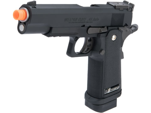 WE-Tech Hi-CAPA Airsoft Gas Blowback Pistol (Model: 5.1 Elite / Black / Maple Leaf Upgrade Suite)