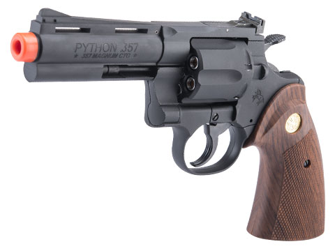 Cybergun Colt Licensed Python .357 Magnum Airsoft Revolver by King Arms (Color: Electroplated Black / 4 / Green Gas)