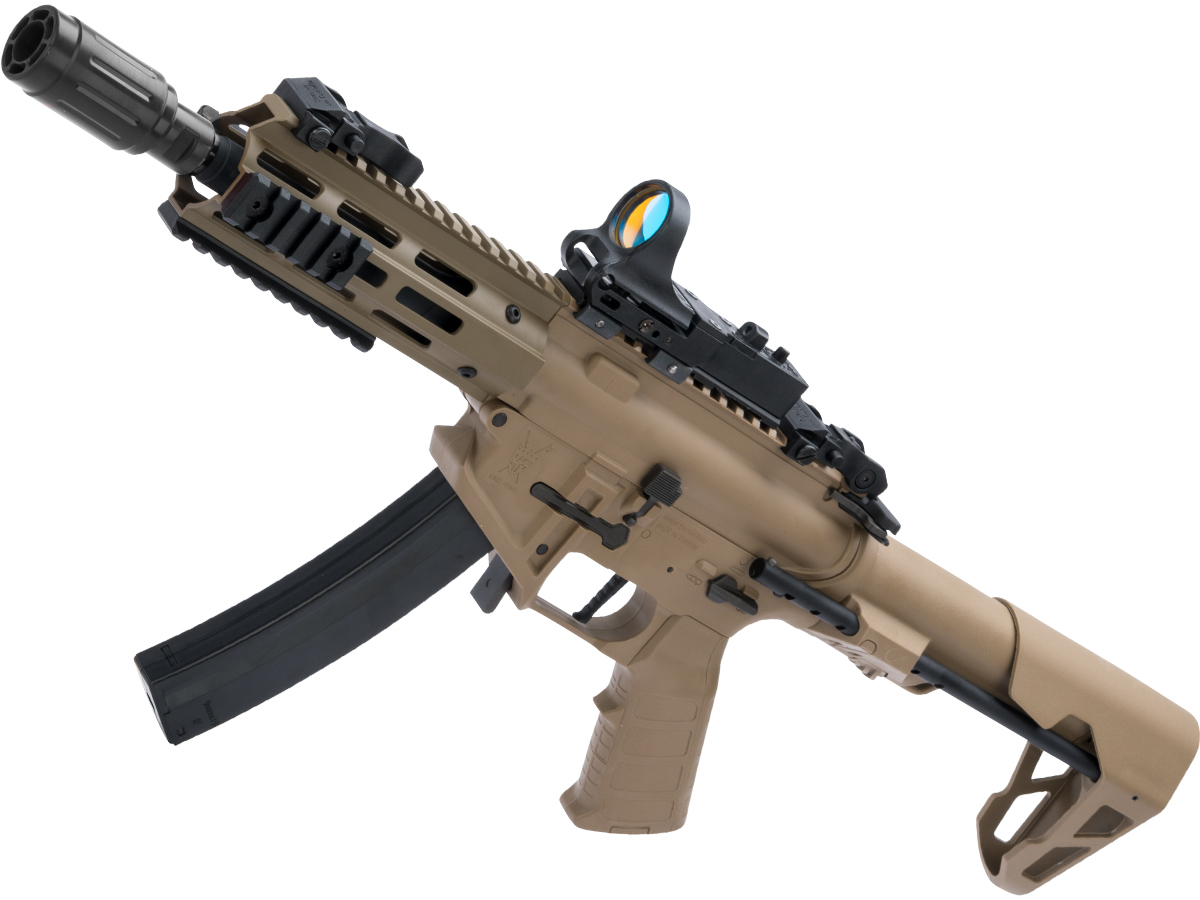 King Arms PDW 9mm SBR Airsoft AEG Rifle (Color: Desert Earth / M-LOK)