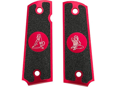Angel Custom CNC Machined Tac-Glove Universal Grips for 1911 Series Airsoft Pistols (Color: Red / Angels and Demons)