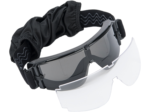 GX-1000 Anti-Fog Safety Shooting Goggle System w/ CD Kane Strap (Lens: Smoke & Clear Set / Black Frame)