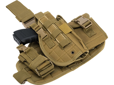 Matrix Drop Leg MOLLE Platform w/ Holster and Pouch Set (Color: Tan)