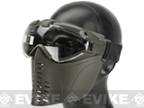 Matrix Full Face Mask Set with Full Seal Goggles (Color: OD Green)