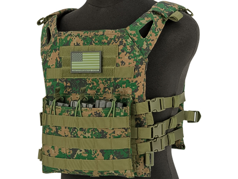 Matrix Level-1 Plate Carrier with Integrated Magazine Pouches (Color: Digital Woodland)