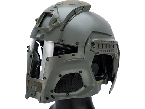 Matrix Medieval Iron Warrior Full Head Coverage Helmet / Mask / Goggle Protective System (Color: Grey)