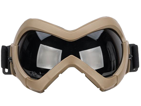 6mmProShop Slipstream Goggle & Lower Face Shield Face Mask (Color: Tan Frame / Smoke Lens)